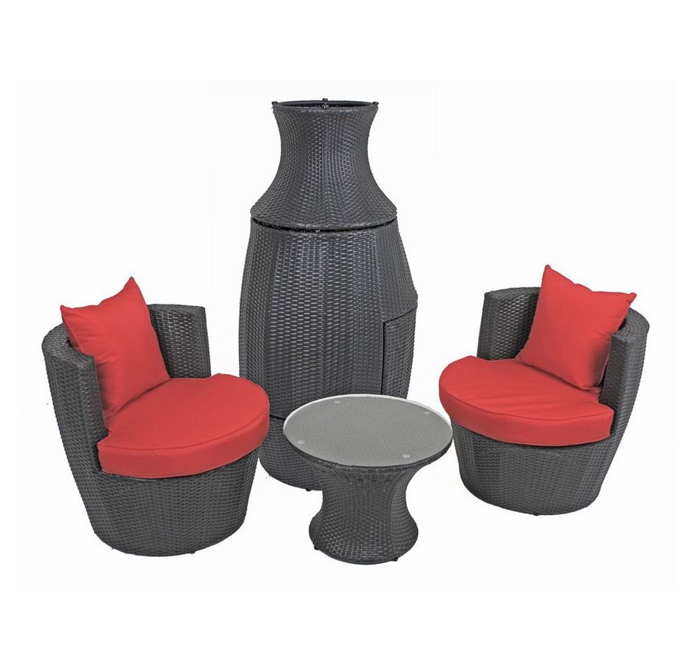 Lomadox Gartenlounge-Set HGA-120, Sitzgruppe, Polyrattan schwarz, stapelbar, inkl. Polster von Lomadox