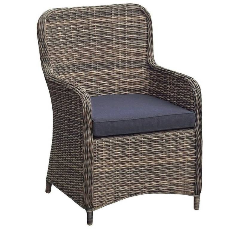 Lomadox Gartenstuhl HGA-120, Sossel, Polyrattan braun, inkl. Polster von Lomadox