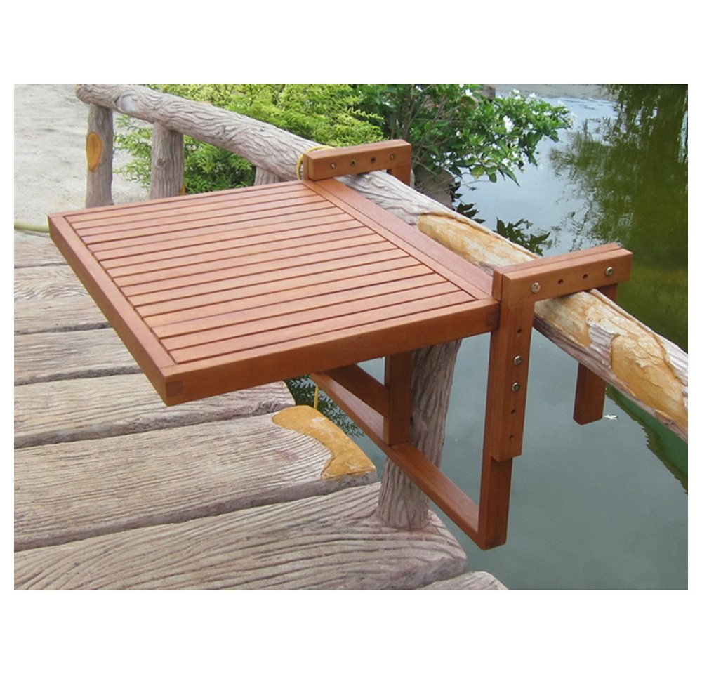 Lomadox Gartentisch GARDA-120, Balkon Hängetisch aus Eukalyptusholz, ca. 64x44-52x65 cm von Lomadox