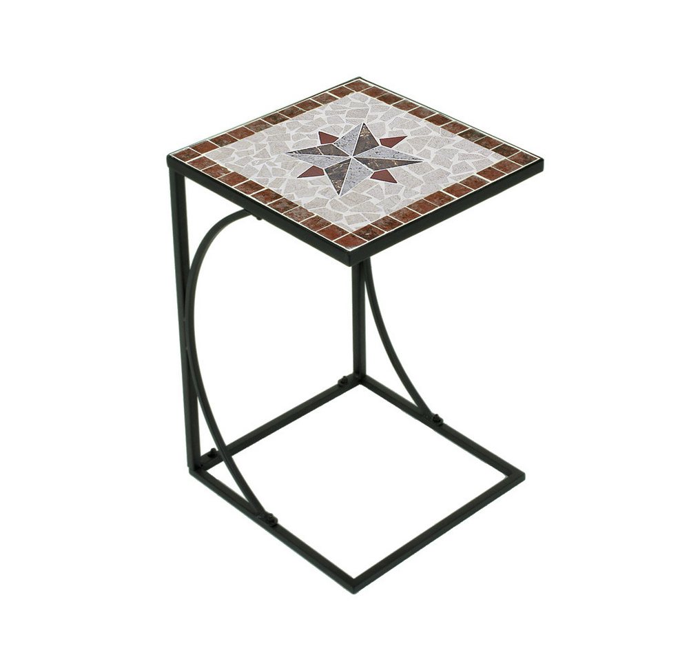 Lomadox Gartentisch GARDA-120, Beistelltisch mit Mosaik in braun/grau/rot/beige, B/H/T: 35/53/35 cm von Lomadox