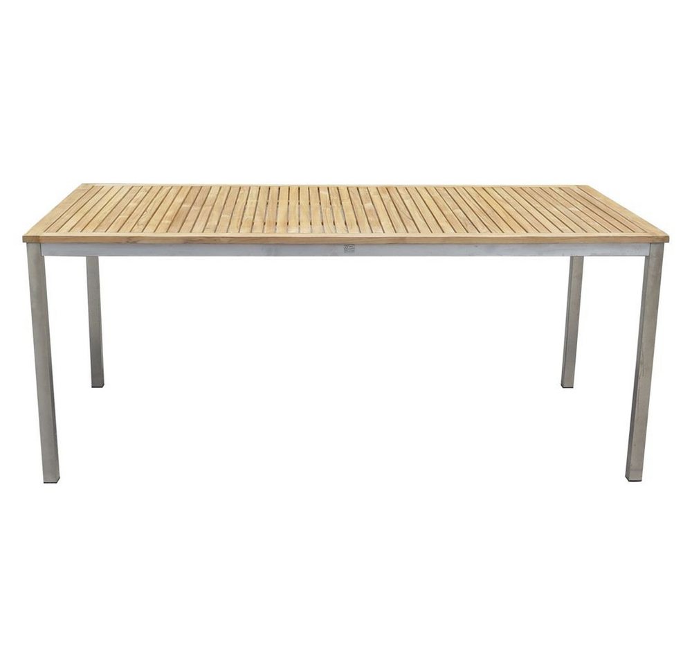 Lomadox Gartentisch HGA-120, Tisch Teakholz Teak Edelstahl Esstisch Garten Outdoor 180/75/90 cm von Lomadox