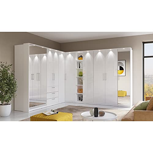 Lomadox Große Kleiderschrank Kombination in weiß mit Fronten in Hochglanz, B/H/T: ca. 607/217/63 cm Lomadox Große Kleiderschrank Kombination in weiß mit Fronten in Hochglanz, B/H/T: ca. 607/217/63 cm von Lomadox