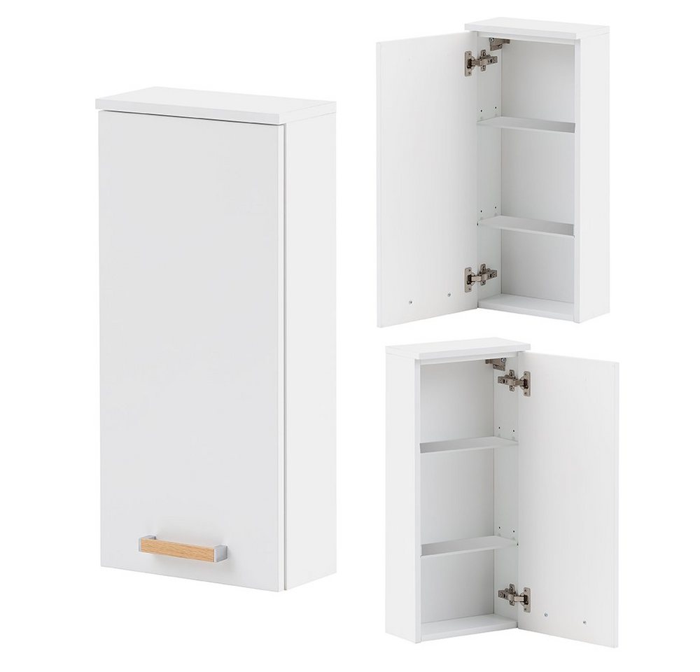 Lomadox Hängeschrank DABO-04 Badezimmer in kreide weiß mit Landhaus-Eiche, : 32,7/72,3/16,25 cm von Lomadox