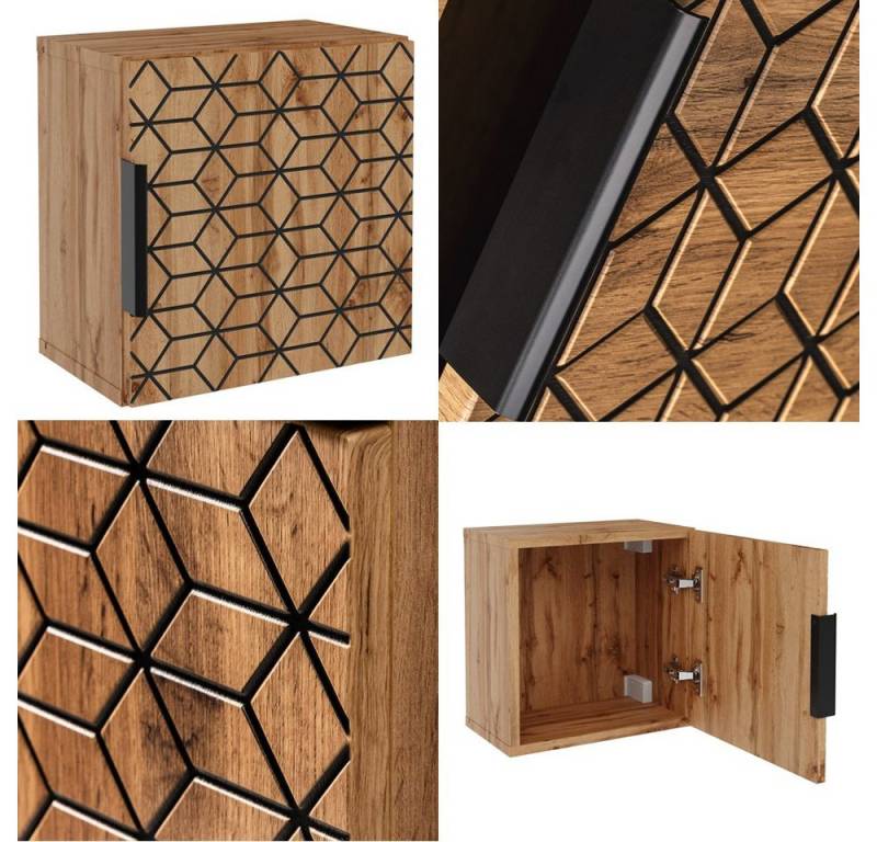 Lomadox Waschbeckenschrank DUNDEE-56 in Wotan Eiche, Front mit Diamantmuster, hängend Lomadox Waschbeckenschrank DUNDEE-56 in Wotan Eiche, Front mit Diamantmuster, hängend von Lomadox