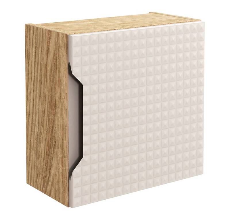 Lomadox Hängeschrank LONDON-56-BEIGE Badschrank Würfelschrank 35x35cm Eiche mit Beige grifflos 3D-Optik von Lomadox