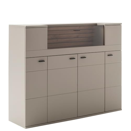 Lomadox Highboard 150 cm in grau mit Eiche von Lomadox