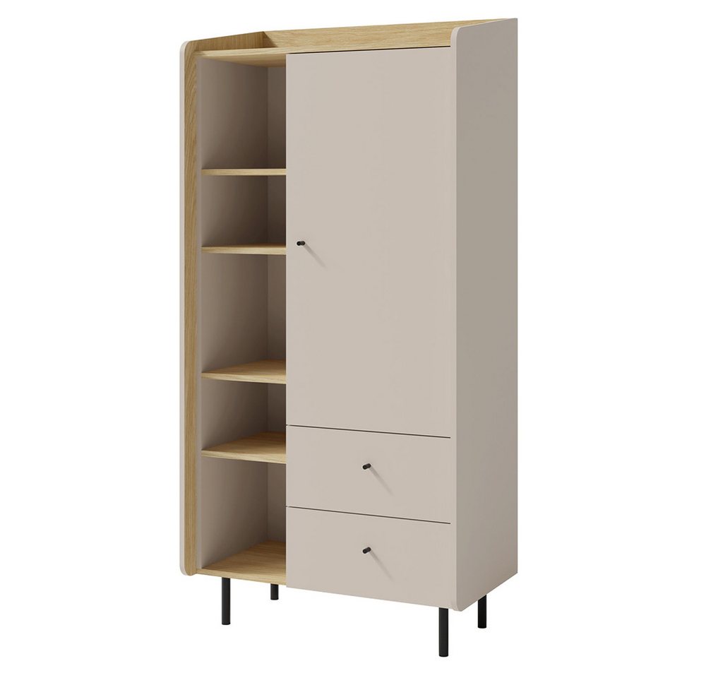 Lomadox Highboard ALAMO-133, sandbeige mit Eiche Nb., 1 Tür, 2 Schubladen, 5 offene Fächer Lomadox Highboard ALAMO-133, sandbeige mit Eiche Nb., 1 Tür, 2 Schubladen, 5 offene Fächer von Lomadox