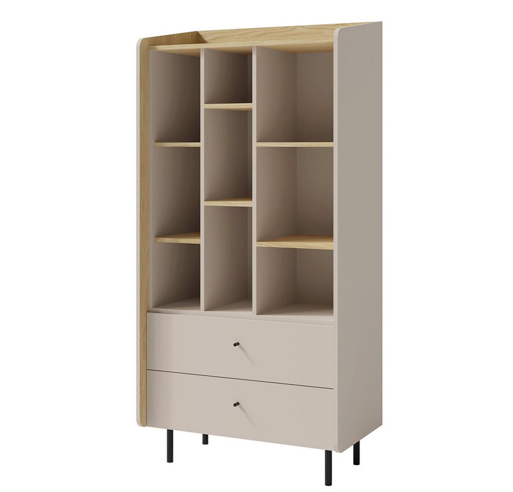 Lomadox Highboard ALAMO-133, sandbeige mit Eiche Nb., 2 Schubladen, 9 offene Fächer Lomadox Highboard ALAMO-133, sandbeige mit Eiche Nb., 2 Schubladen, 9 offene Fächer von Lomadox