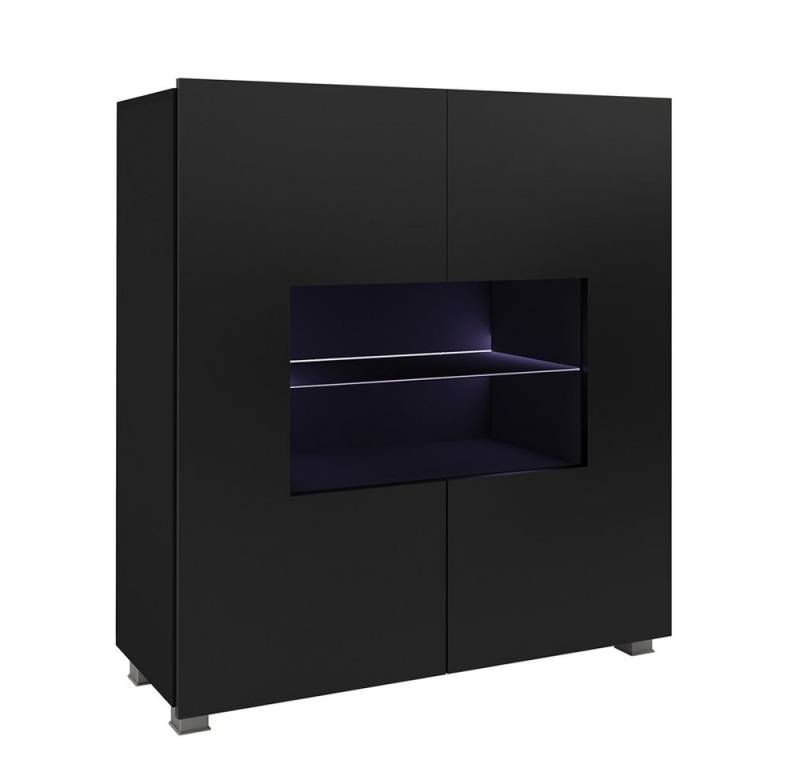 Lomadox Highboard CAIRNS-132, in schwarz Hochglanz, Modern, grifflos von Lomadox