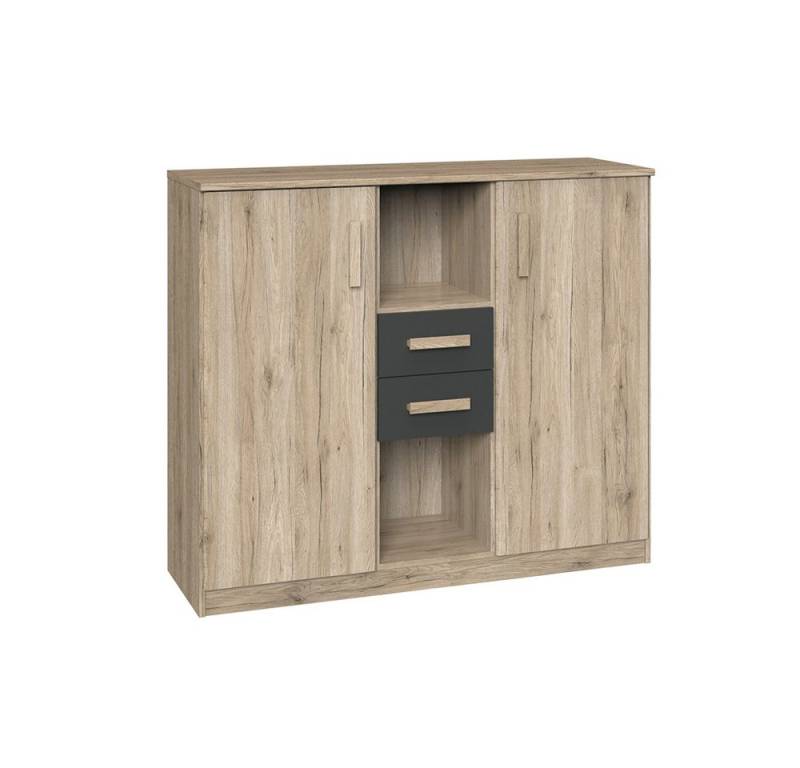 Lomadox Highboard CANTON-43, Eiche Nb., graphit, Softclose, 2 Türen, 2 Schubkästen, 2 offene Fächer Lomadox Highboard CANTON-43, Eiche Nb., graphit, Softclose, 2 Türen, 2 Schubkästen, 2 offene Fächer von Lomadox