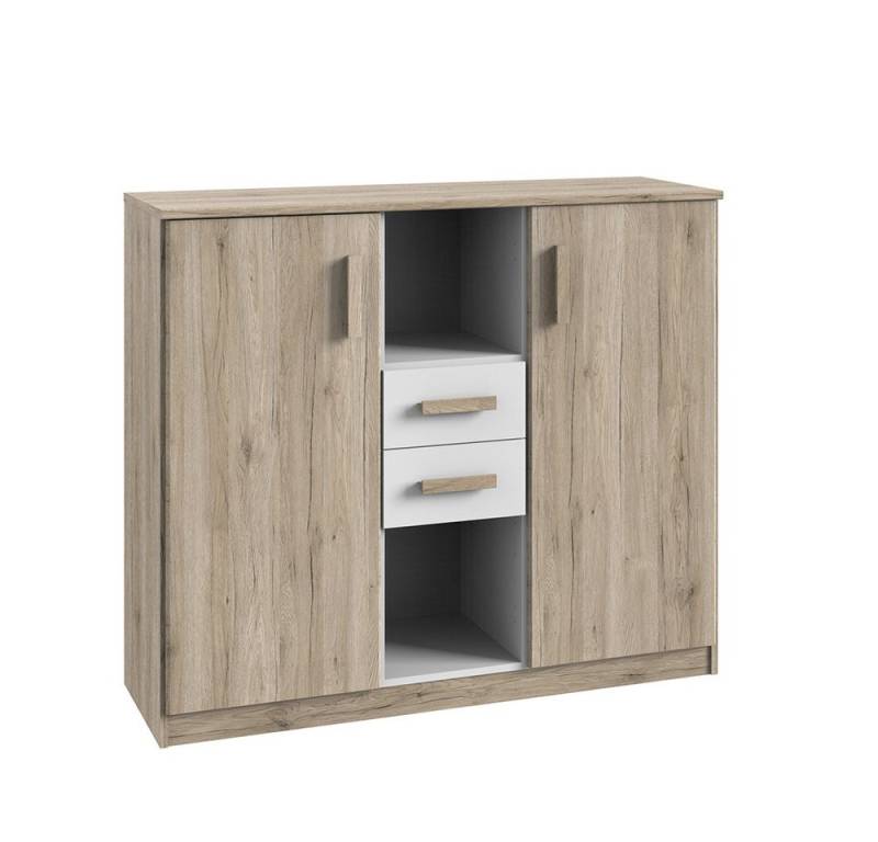 Lomadox Highboard CANTON-43, Eiche Nb. mit weiß, Softclose, 2 Türen, 2 Schubkästen, 2 offene Fächer Lomadox Highboard CANTON-43, Eiche Nb. mit weiß, Softclose, 2 Türen, 2 Schubkästen, 2 offene Fächer von Lomadox