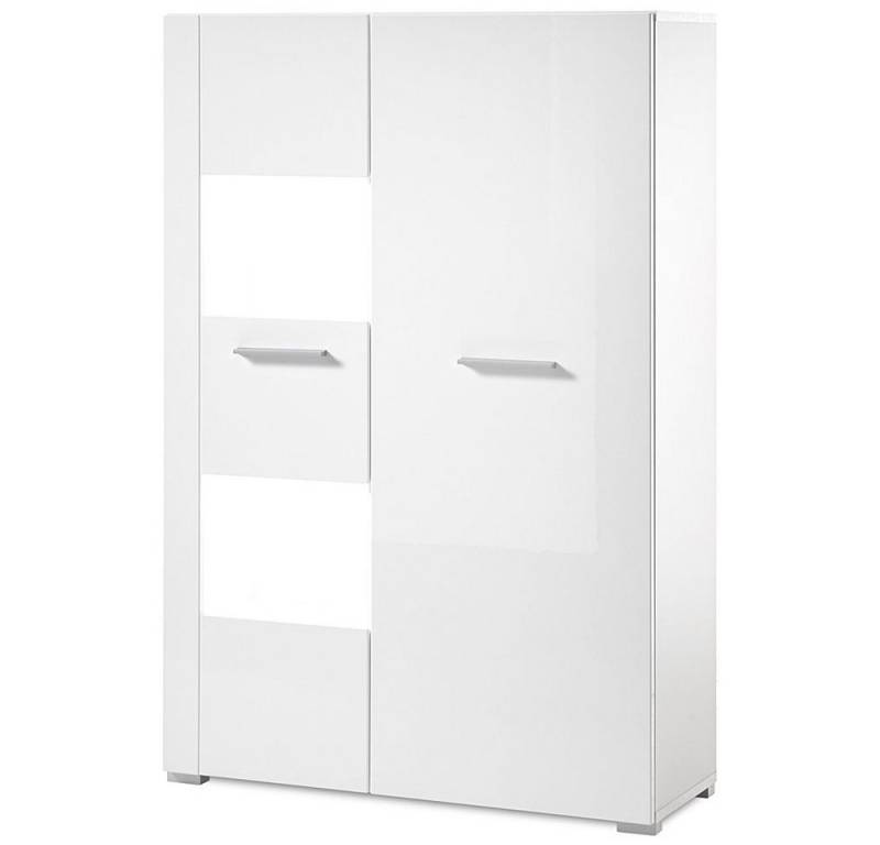 Lomadox Highboard CLAVI-61, -Vitrine in Hochglanz weiß, LED-Spots, B/H/T ca.: 80/123/35 cm von Lomadox