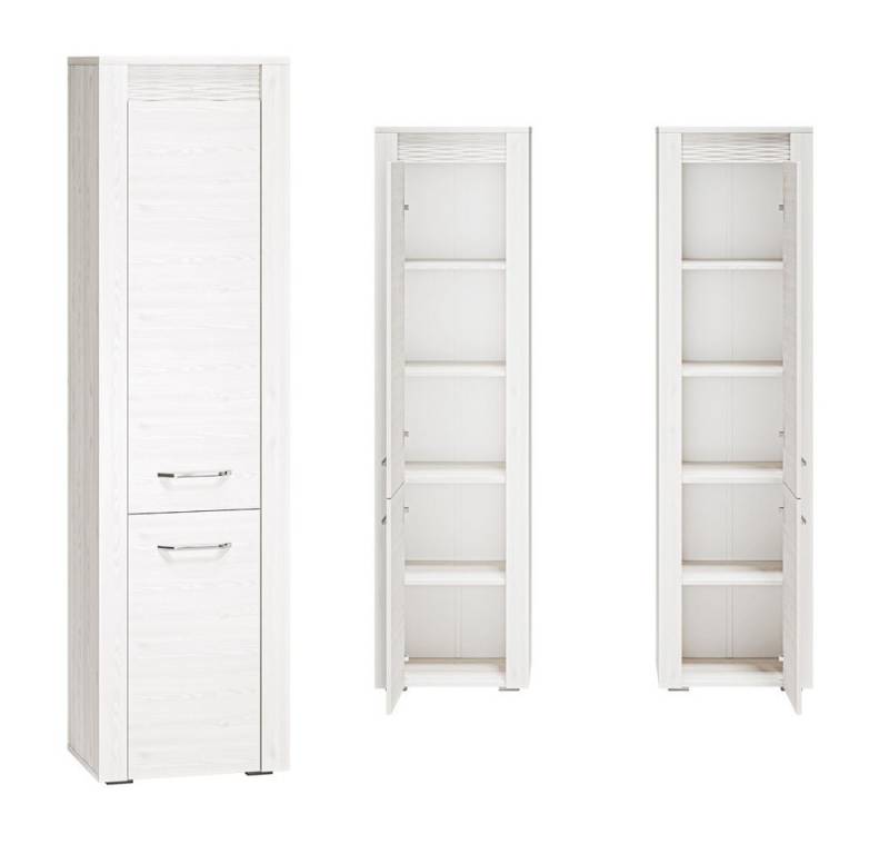 Lomadox Highboard CORDOBA-131, Regalschrank in Schneekiefer, Details in Wabenoptik, ca. 55x200x40 cm von Lomadox