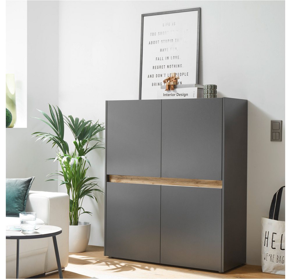 Lomadox Highboard CRISP-61, Wotan Eiche Nb. 120/100/40 cm von Lomadox