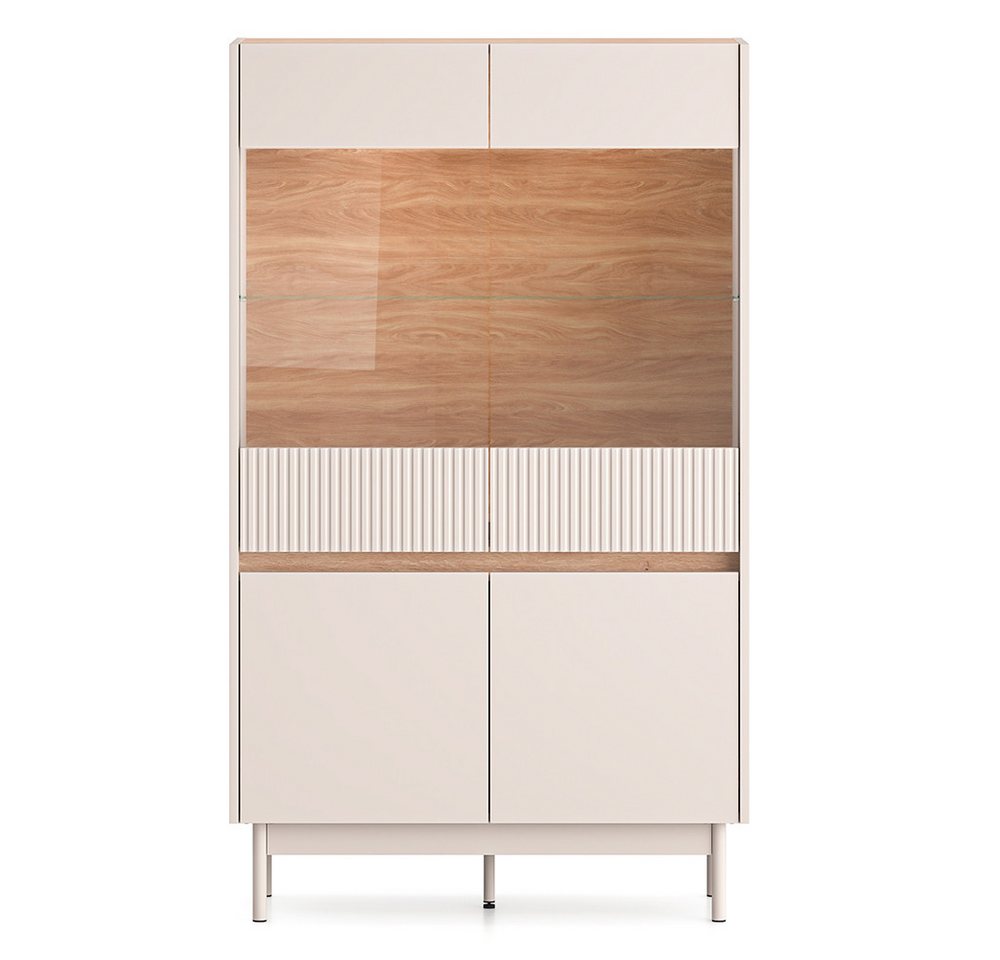 Lomadox Highboard DINAR-131, kaschmir Eiche-Dekor modern 92 cm breit Metallfüße inkl. Beleuchtung Lomadox Highboard DINAR-131, kaschmir Eiche-Dekor modern 92 cm breit Metallfüße inkl. Beleuchtung von Lomadox