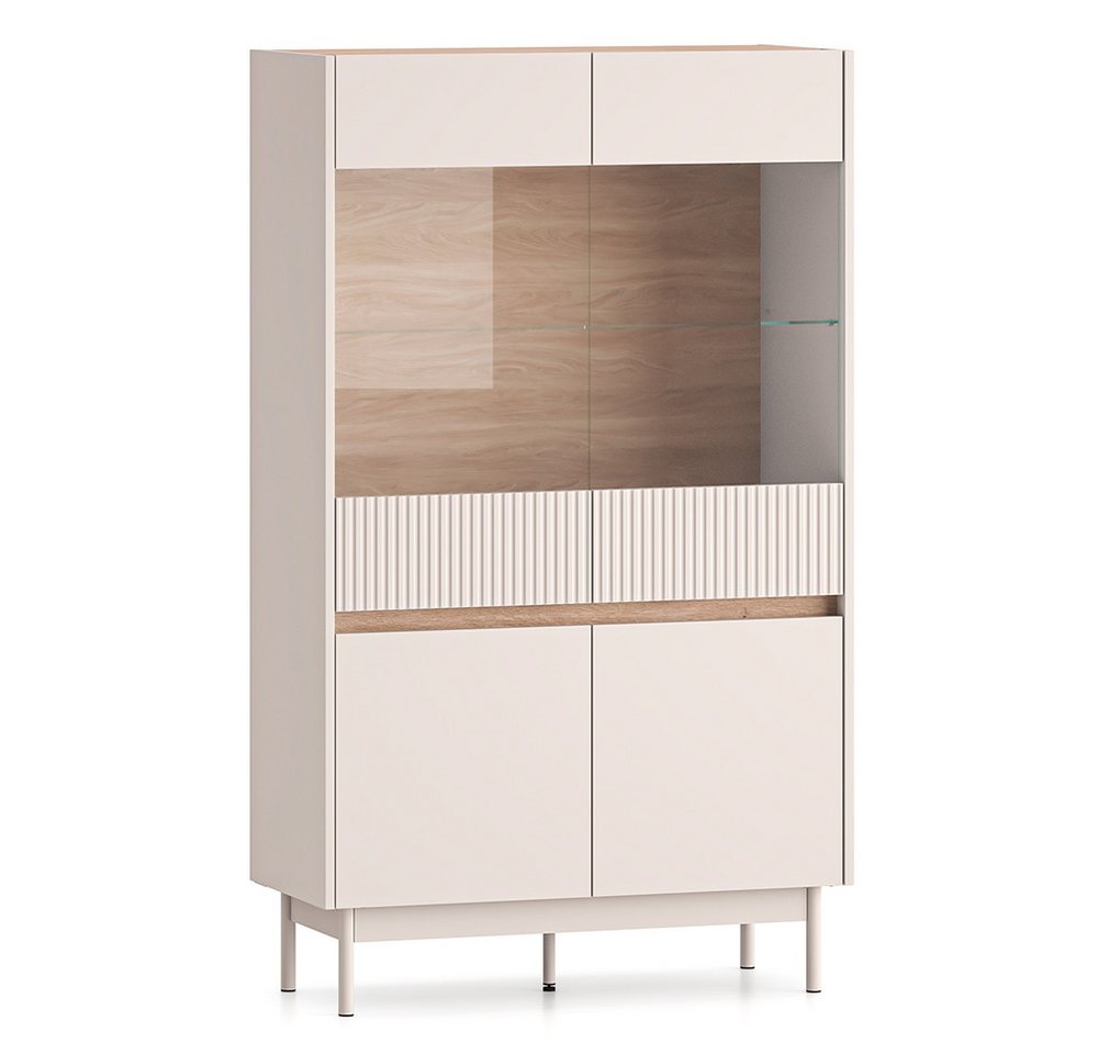 Lomadox Highboard DINAR-131, kaschmir matt Eiche Dekor 92 cm breit Metallfüße grifflos Softclose Lomadox Highboard DINAR-131, kaschmir matt Eiche Dekor 92 cm breit Metallfüße grifflos Softclose von Lomadox