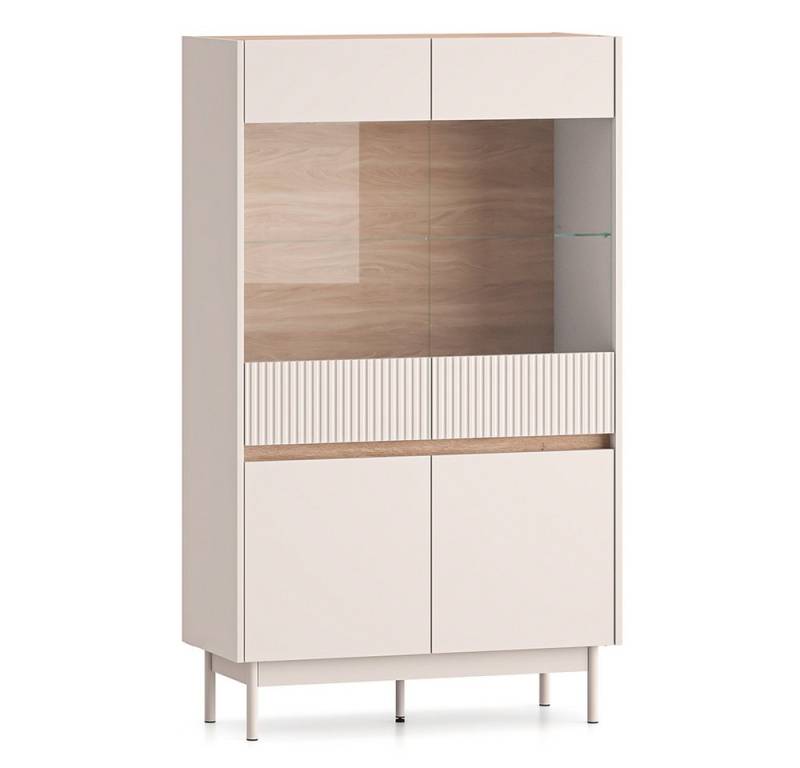 Lomadox Highboard DINAR-131, kaschmir matt Eiche Dekor 92 cm breit Metallfüße grifflos Softclose Lomadox Highboard DINAR-131, kaschmir matt Eiche Dekor 92 cm breit Metallfüße grifflos Softclose von Lomadox
