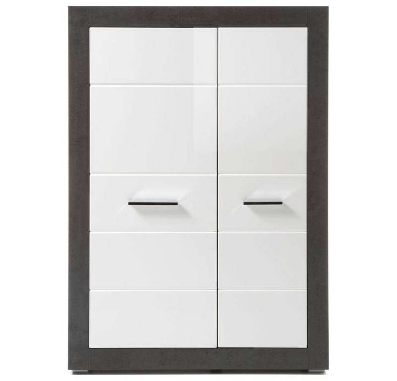 Lomadox Highboard ETON-61, Kommode in Hochglanz weiß mit Dark Concret Nb. B/H/T: 100/142/35cm von Lomadox
