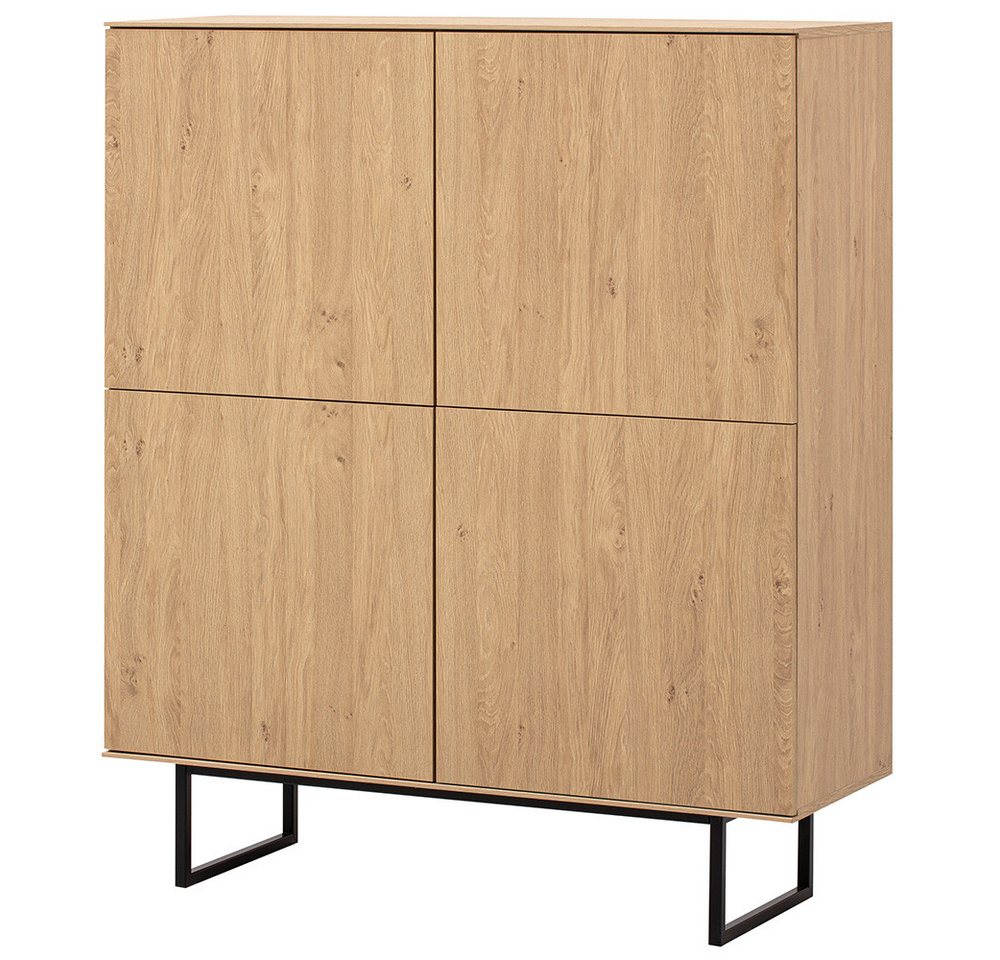 Lomadox Highboard KASOL-61, Eiche Dekor 115 cm 4-türig grifflos Push-to-open Metallgestell schwarz Lomadox Highboard KASOL-61, Eiche Dekor 115 cm 4-türig grifflos Push-to-open Metallgestell schwarz von Lomadox