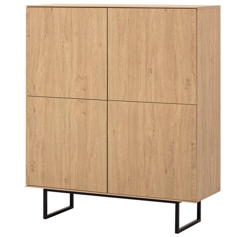Lomadox Highboard KASOL-61, Eiche Dekor 115 cm 4-türig grifflos Push-to-open Metallgestell schwarz Lomadox Highboard KASOL-61, Eiche Dekor 115 cm 4-türig grifflos Push-to-open Metallgestell schwarz von Lomadox