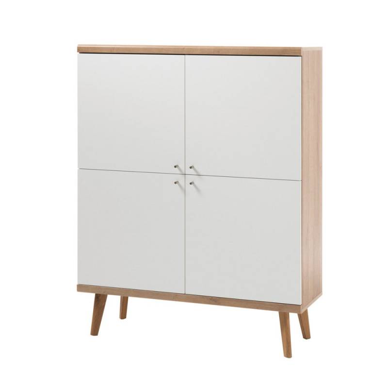 Lomadox Highboard MAINZ-61, Würfel im Retro-Stil in weiß matt mit Eiche Riviera Nb. 107x134x40cm Lomadox Highboard MAINZ-61, Würfel im Retro-Stil in weiß matt mit Eiche Riviera Nb. 107x134x40cm von Lomadox
