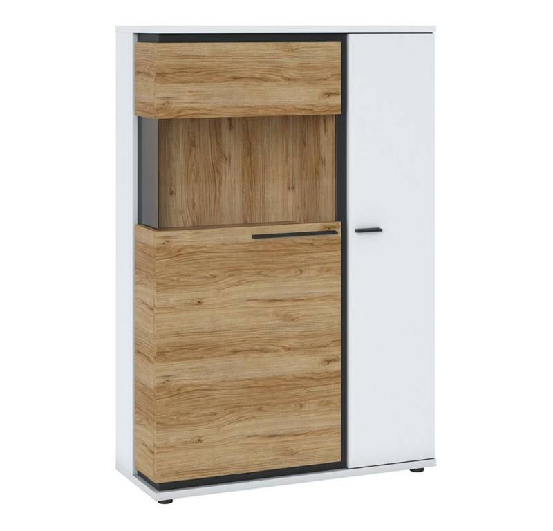 Lomadox Highboard SANDVIKA-129, in weiß mit Eiche Nb., B/H/T ca. 93/140/37 Lomadox Highboard SANDVIKA-129, in weiß mit Eiche Nb., B/H/T ca. 93/140/37 von Lomadox