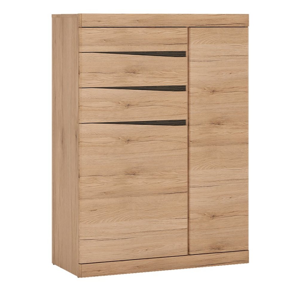 Lomadox Highboard SANFORD-129, San Remo Eiche hell Nb., Türen, 3 Schubkästen, Softclose, Einlegeböden von Lomadox