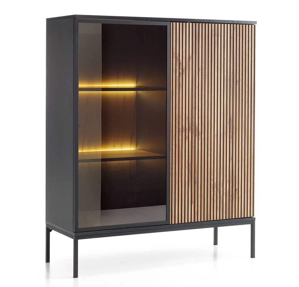 Lomadox Highboard SIBARI-160, Highboard, schwarz mit Wotan Eiche Nb., grifflos B/H/T 104/126/36 cm Lomadox Highboard SIBARI-160, Highboard, schwarz mit Wotan Eiche Nb., grifflos B/H/T 104/126/36 cm von Lomadox