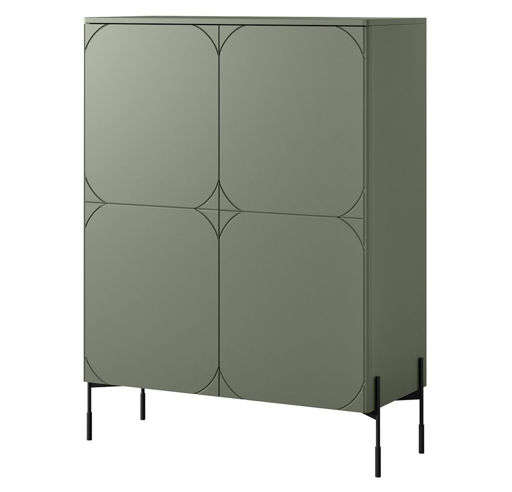 Lomadox Highboard SPLIT-141, oliv grün matt 124 cm Metallfüße modern grifflos Lomadox Highboard SPLIT-141, oliv grün matt 124 cm Metallfüße modern grifflos von Lomadox