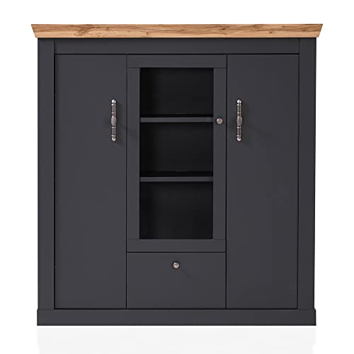 Lomadox Highboard Sideboard Hochkommode Landhaus in anthrazit mit Wotan Eiche Nb., B/H/T ca. 141/146/45 cm Lomadox Highboard Sideboard Hochkommode Landhaus in anthrazit mit Wotan Eiche Nb., B/H/T ca. 141/146/45 cm von Lomadox