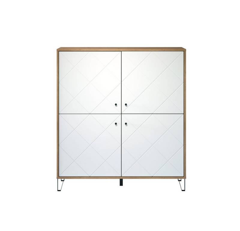 Lomadox Highboard TORINO-19, weiß matt modern mit Metallfüßen 123/136/40 cm von Lomadox