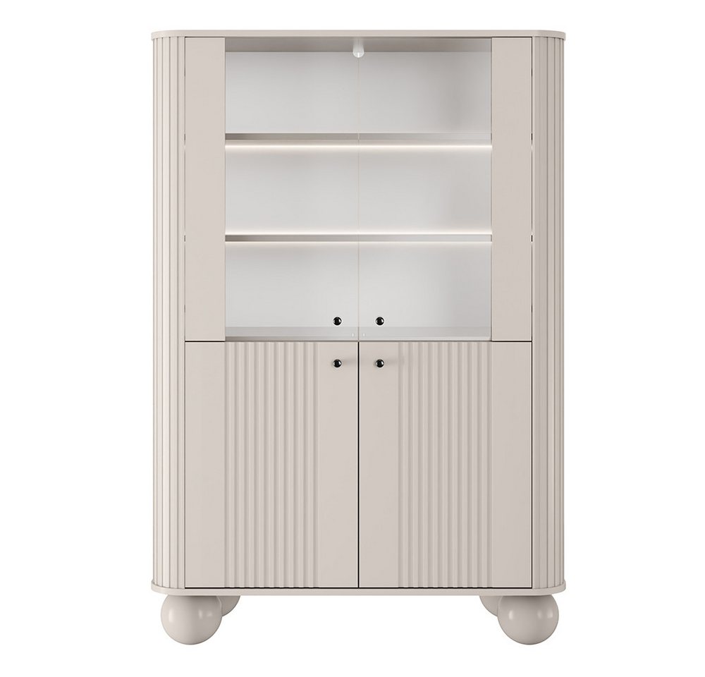 Lomadox Highboard VIRGINIA-141, Kaschmir, schwarze Griffe, 103 cm breit, 4 Türen von Lomadox