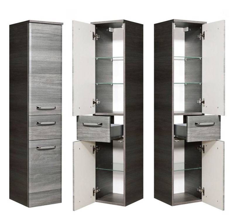 Lomadox Highboard ALINA-66, Badezimmer Highboard Midischrank in Graphit Struktur, : 30/141/33cm von Lomadox