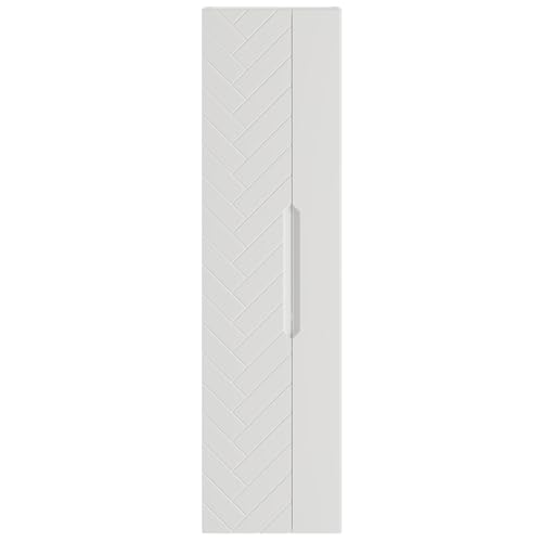 Lomadox Hochschrank Badezimmerschrank Badschrank Badezimmer Schrank ca. 35 cm breit in weiß matt mit Fischgrät Dekor von Lomadox