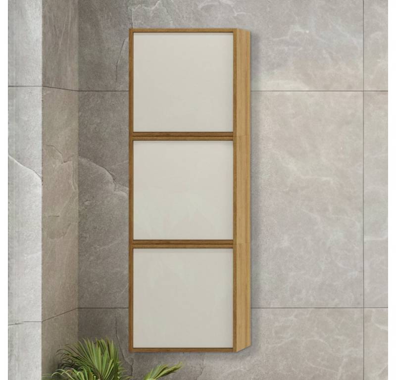 Lomadox Hochschrank ELICE-145 Badschrank Badkommode Midischrank Hängeschrank Eiche mit weiß modern von Lomadox