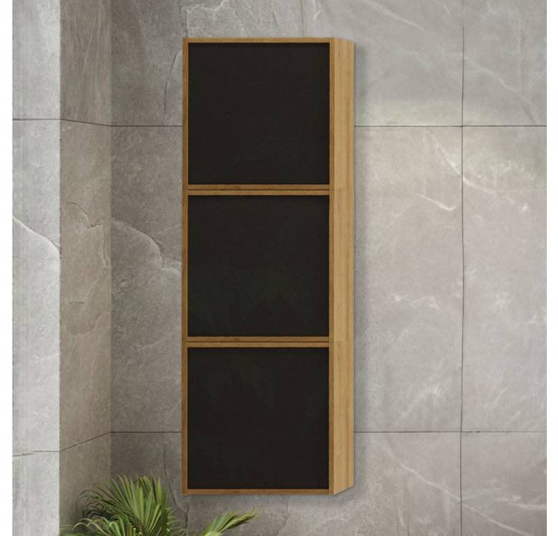 Lomadox Hochschrank ELICE-145 Badschrank Badkommode Midischrank Hängeschrank Eiche schwarz modern von Lomadox