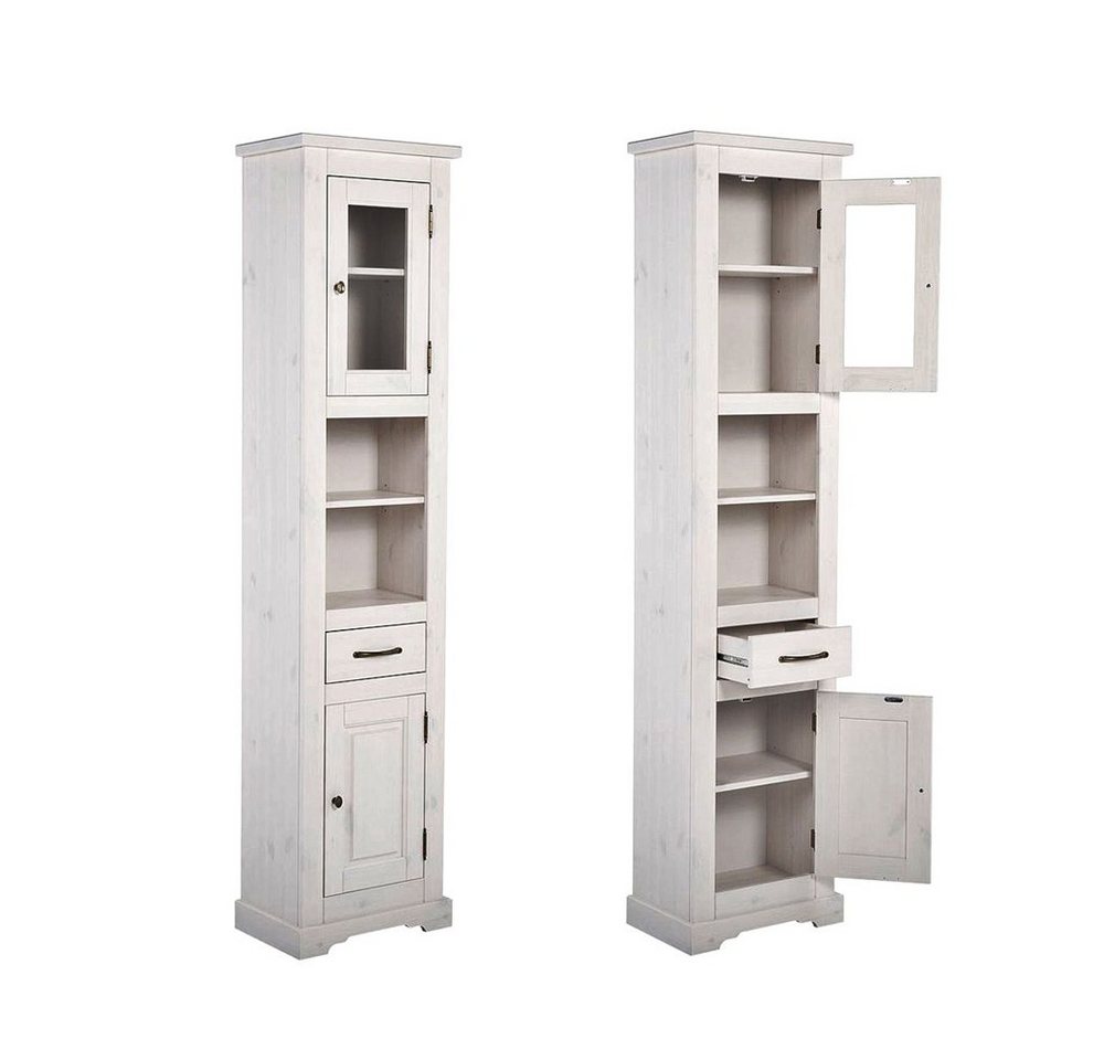 Lomadox Hochschrank LIRIA-56 Badschrank 190cm hoch Massivholz weiß gebleicht Lomadox Hochschrank LIRIA-56 Badschrank 190cm hoch Massivholz weiß gebleicht von Lomadox