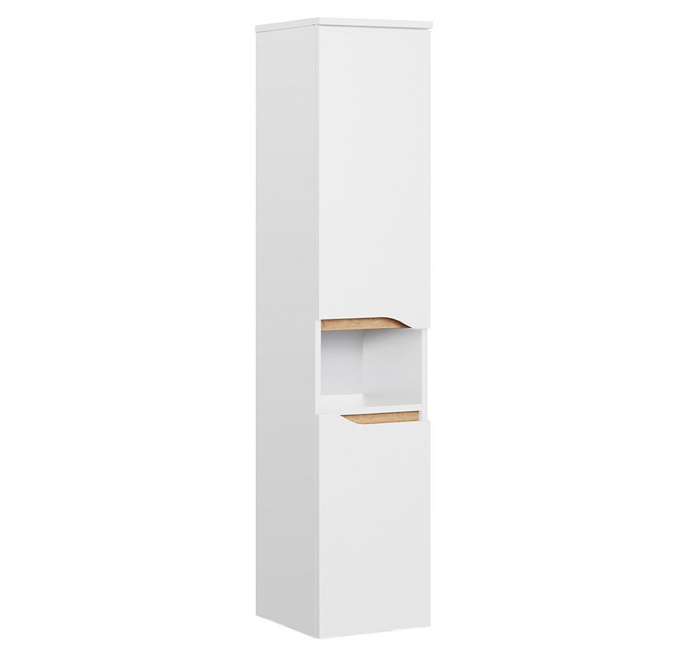 Lomadox Hochschrank QUEIMADOS-66 Badezimmer Midischrank in Weiß Glanz mit Weiß Hochglanz 30/141/33 cm von Lomadox
