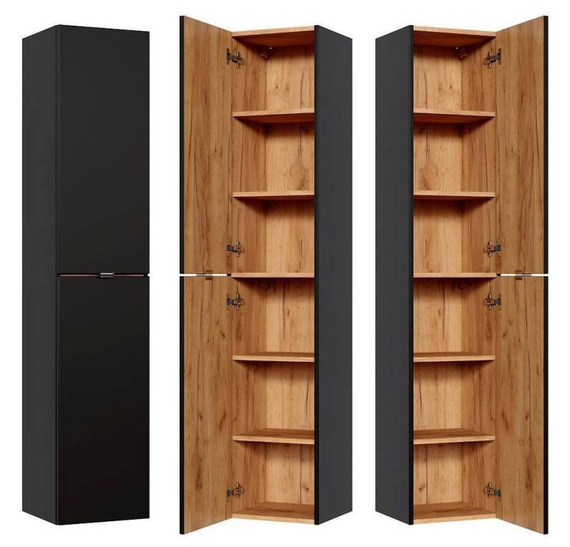 Lomadox Hochschrank TOSKANA-BLACK-56 Badezimmer in seidenmatt anthrazit B/H/T ca. 35/170/33cm von Lomadox