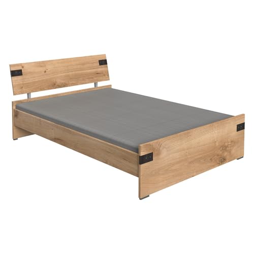 Lomadox Jugendbett 140x200cm in Plankeneiche/Graphit, B x H x T ca. 146 x 85 x 210cm von Lomadox