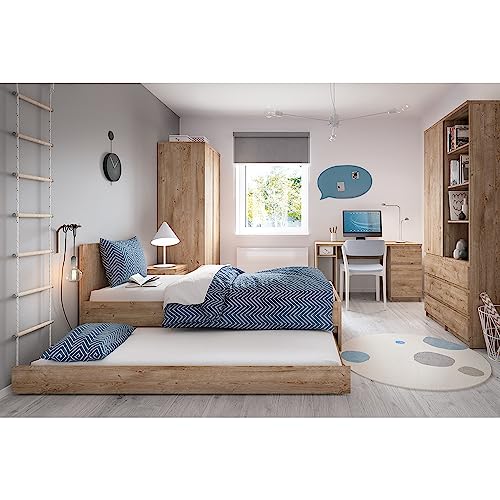 Lomadox Jugendzimmer Komplett Set mit Bett 120x200, Bettschublade, Nachttisch, Kleiderschrank, Schreibtisch, 2 Regale von Lomadox