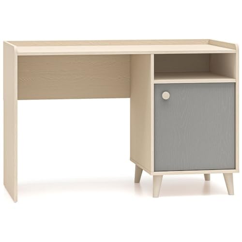 Lomadox Jugendzimmer Schreibtisch 120 cm breit in Sandbeige mit grau fühlbare Struktur mit Stauraum Computertisch Homeoffice Büro von Lomadox