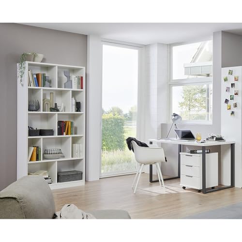 Lomadox Jugendzimmer-Set 3-teilig in weiß, mit Schreibtisch 140 cm, Regal, Rollcontainer von Lomadox