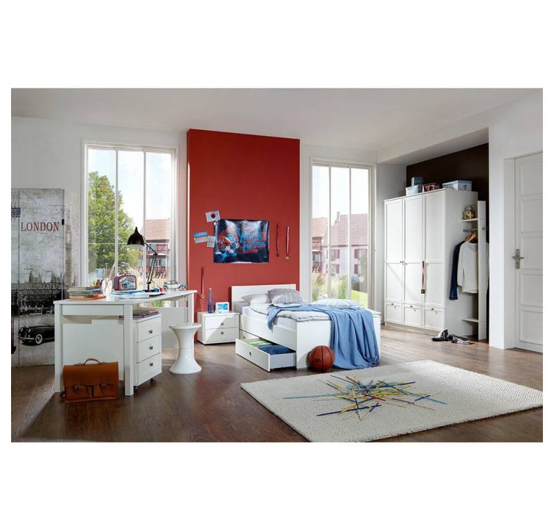 Lomadox Jugendzimmer-Set FABRIZIO-43, (Sparset, 8-tlg., weiß, Bett mit Schubkästen, Nachtkommode, Tisch mit Container, Schrank), in weiß, 8-teilig, 90x200cm Liegefläche Lomadox Jugendzimmer-Set FABRIZIO-43, (Sparset, 8-tlg., weiß, Bett mit Schubkästen, Nachtkommode, Tisch mit Container, Schrank), in weiß, 8-teilig, 90x200cm Liegefläche von Lomadox