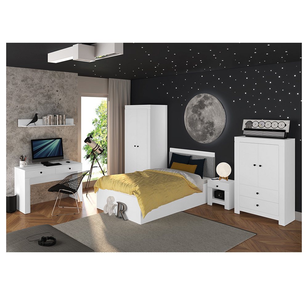 Lomadox Jugendzimmer-Set LANA-131, (Sparset, 6-tlg), mit Bett und Highboard in weiß Liegefläche 120cm 6-teilig von Lomadox