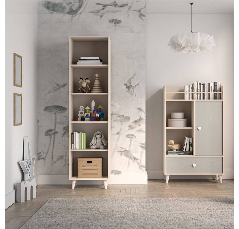 Lomadox Jugendzimmer-Set MODICA-131, (Sparset, 2-tlg., Bücherregal Regal), sandbeige mit grau, fühlbare Oberfläche, Softclose-Funktionen, modern von Lomadox