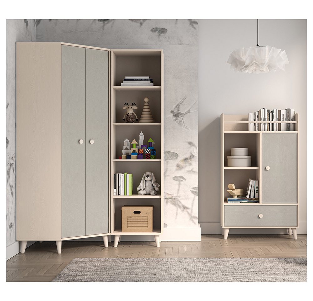 Lomadox Jugendzimmer-Set MODICA-131, (Sparset, 3-tlg., Eckkleiderschrank Regal), in Sandbeige mit grau mit fühlbarer Struktur, Softclose von Lomadox