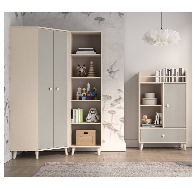 Lomadox Jugendzimmer-Set MODICA-131, (Sparset, 3-tlg., Eckkleiderschrank Regal), in Sandbeige mit grau mit fühlbarer Struktur, Softclose von Lomadox