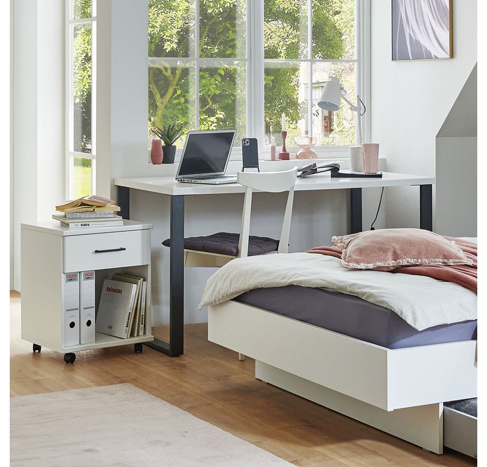 Lomadox Jugendzimmer-Set RICCIONE-43, (Sparset, 2-tlg., Schreibtisch Rollcontainer), Jugendzimmer Computertisch Arbeitsplatz mit Container modern in weiß von Lomadox