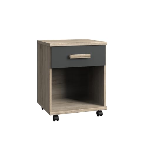 Lomadox Kinderzimmer Jugendzimmer Rollcontainer für Schreibtisch in Eiche mit Graphit von Lomadox